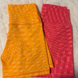 Aerie Yellow and Pink Bike Shorts High-Waisted Stretch